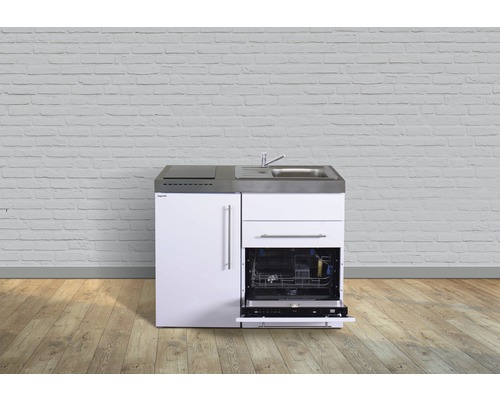 Stengel-Küchen Miniküche mit Geräten Premiumline 110 cm weiß glänzend montiert Variante rechts
