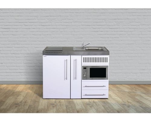 Kitchenette équipée Stengel-Küchen Premiumline 120 cm façade blanche brillante , corps blanc variante à droite