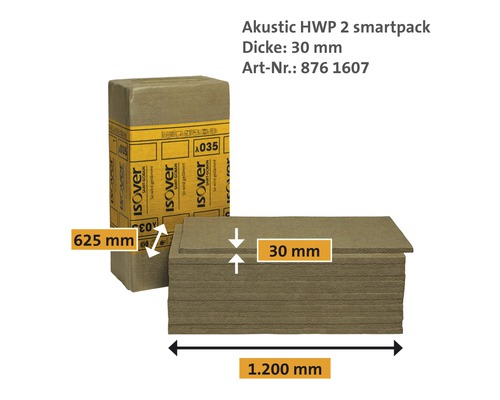 Panneau isolant Isover Akustic HWP 2 Smartpack, épaisseur 30 mm