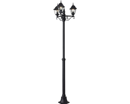 Lampadaire extérieur IP44 3 ampoules hxØ 2000x580 mm Nissi noir candélabre métal