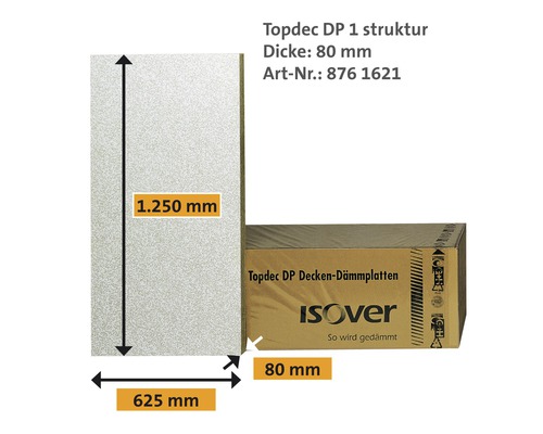 ISOVER Tiefgaragen und Kellerdeckendämmung Topdec DP 1 mit strukturierter Vlieskaschierung WLG 035 1250 x 625 x 80 mm