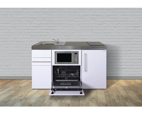 Stengel-Küchen Singleküche mit Geräten Premiumline 150 cm weiß glänzend montiert Variante links