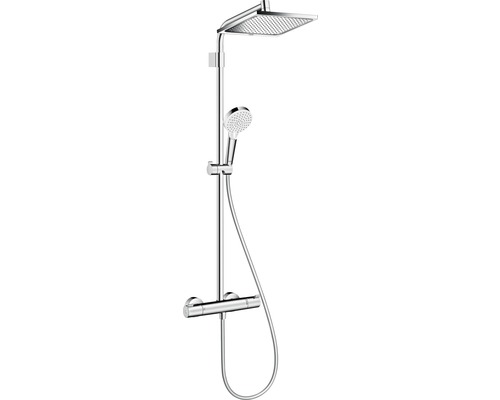 Colonne de douche avec thermostat hansgrohe Crometta E Showerpipe 240 1jet Varia chrome/blanc brillant 26785000