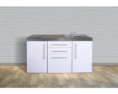 Stengel-Küchen Singleküche mit Geräten Premiumline 160 cm weiß glänzend montiert Variante rechts