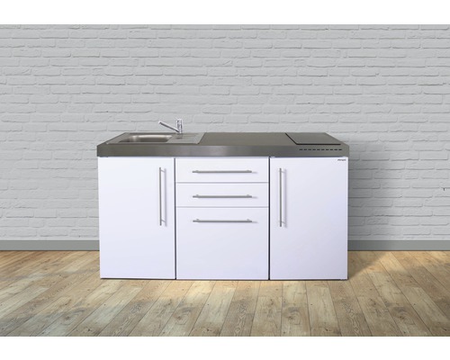 Stengel-Küchen Singleküche mit Geräten Premiumline 160 cm weiß glänzend montiert Variante links