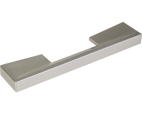 Poignée de meuble en métal mat/nickel, distance entre les trous 96 mm, Lxh 148/29 mm