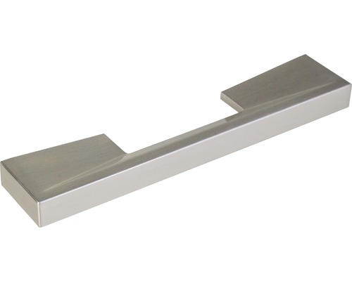 Poignée de meuble en métal mat/nickel, distance entre les trous 96 mm, Lxh 148/29 mm Poignée en métal