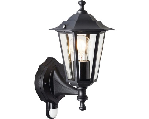 Lampe extérieure avec détecteur de mouvement en verre et aluminium noir  cuivre IP44 pour entrée E27 jusqu'à 60 W lampe murale extérieure rustique  pour balcon LYON : : Luminaires et Éclairage