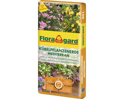 Terreau pour plantes en bac Mediterran Floragard 40 l avec 40 vol. % billes d’argile, cassées