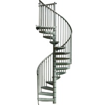 Escalier en colimaçon Pertura Zenobia en acier galvanisé à chaud Ø 120 cm gris 13 marches 14 pas de marche-thumb-1