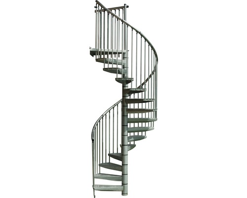 Wendeltreppe aus Metall mit Geländer