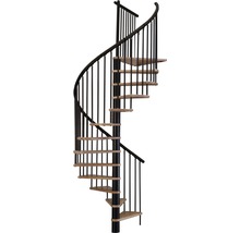 Escalier en colimaçon Pertura Irini hêtre bois lamellé-collé Ø 120 cm noir 12 marches 13 pas de marche-thumb-1