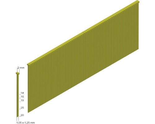 Clous en bande aux dimensions 1,05 x 1,25 millimètre et de différentes longueurs