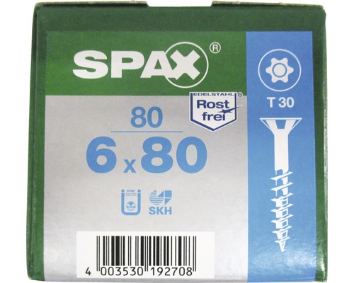 SPAX Schraubenpackung 6 x 80 Millimeter