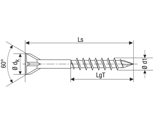 Dessin d''une vis avec indication des dimensions