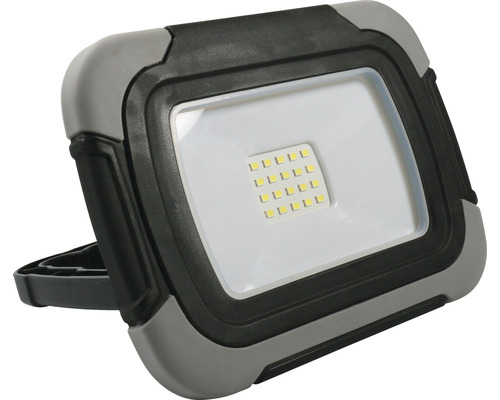 LED Akku Arbeitsleuchte IP54 10W 700 lm 6500 K tageslichtweiß schwarz/grau 223x189 mm BxH 170x125 mm mit Griff zum Aufstellen oder hängen LED-Strahler mit Gehäuse und Standfuß