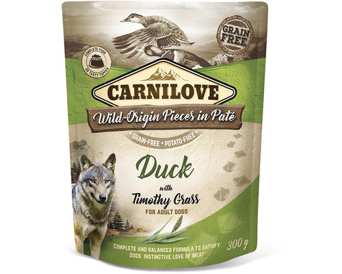 Carnilove Hundefutter mit Ente und Timothy Grass für ausgewachsene Hunde, 300 Gramm