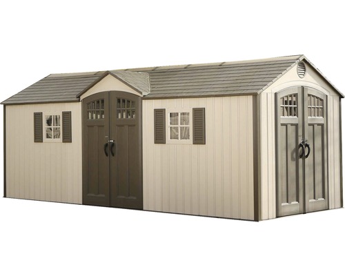 Abri de jardin spacieux avec double porte et fenêtres pour le rangement du jardin