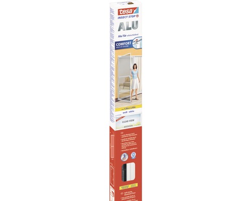 Porte moustiquaire tesa Insect Stop Comfort cadre en aluminium blanc 120x240 cm Tesa Insect Stop Alu porte moustiquaire à fermeture automatique, 1,20 mètre sur 2,40 mètres, emballage