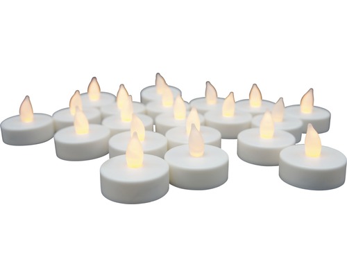 Bougies de chauffe-plat à LED Lafiora intérieur fonctionnement sur pile Ø 4 cm blanc chaud 20 pces avec pile