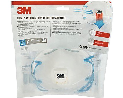 Masque respiratoire 3M pour ponçage manuel et outils électriques, FFP2, lot de trois