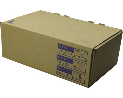 Carton d'expédition Cargo Point 250 x 150 x 400 mm carton ondulé 13,3 l à 25 kg Carton de déménagement brun avec indications de taille