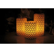 Trois bougies LED en cire véritable avec motif tressé