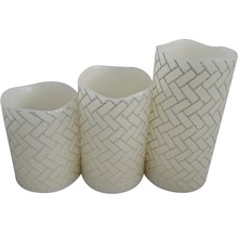 Trois bougies LED en cire véritable avec motif de brique
