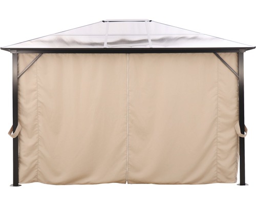 Tonnelle avec rideaux beiges pour le jardin