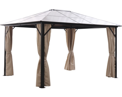 Pavillon de jardin avec toit et rideaux