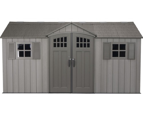 Abri de jardin avec porte double et volets