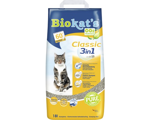 Litière pour chats Biokats Classic 3en1 18 L