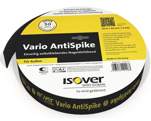 Bande d''étanchéité pour clous Isover Vario AntiSpike, auto-adhésive sur une face, pour applications extérieures
