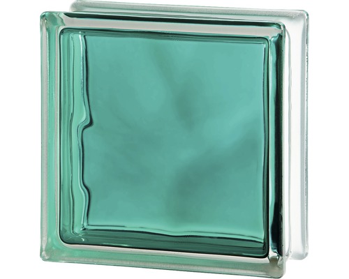 Brique de verre Brilly turquoise 19 x 19 x 8 cm