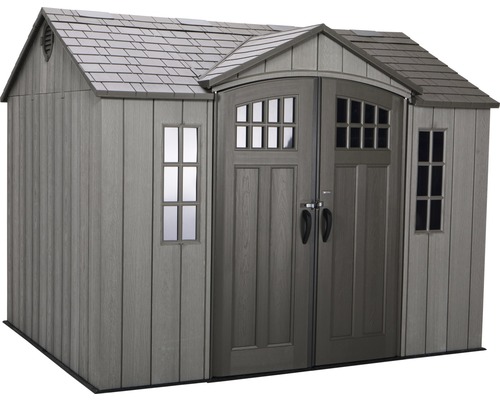 Gartenschuppen aus Kunststoff mit Doppeltür und Fenstern