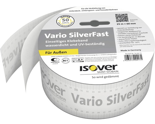 Ruban adhésif ISOVER Vario® SilverFast simple face pour l'extérieur 25 m x 60 mm