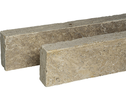 Pierre de bordure en travertin FLAIRSTONE Roma vieillie au tambour 60 x 6 x 15 cm