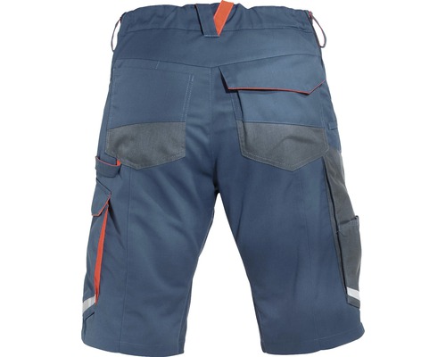 Blaue Arbeitsshorts mit Taschen und Reflexstreifen hinten