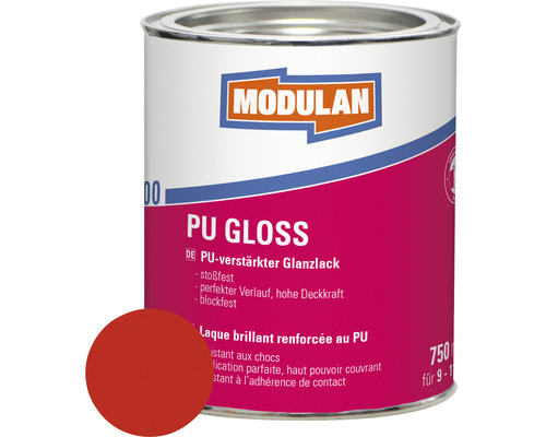 laque PU MODULAN 6100 gloss 750ml RAL 3000 rouge feu 750 ml MODULAN PU Gloss pot de laque 750 ml