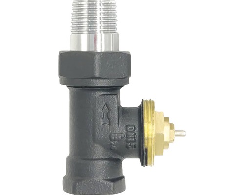 Partie inférieure de vanne thermostatique Rotheigner forme droite 1/2 pouce noir mat Vanne d''équerre pour radiateur avec raccord fileté