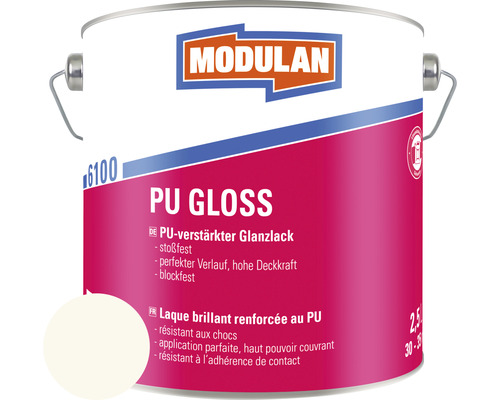 Laque PU MODULAN 6100 gloss 2,5 l RAL 9010 blanc pur 2,5 l