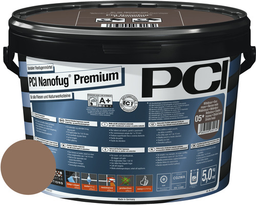 PCI Nanofug Premium Variabler Flexfugenmörtel für alle Fliesen und Natursteine terra 5 kg Eimer PCI Nanofug Premium flexibler Fugenmörtel für Fliesen und Natursteine