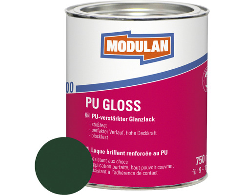 Laque PU MODULAN 6100 gloss 750 ml RAL 6005 vert mousse 750 ml Boîte de laque brillante PU