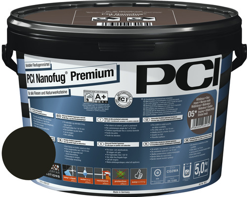 PCI Nanofug Premium Variabler Flexfugenmörtel für alle Fliesen und Natursteine schwarzbraun 5 kg PCI Nanofug Premium flexibler Fugenmörtel für Fliesen und Natursteine im Eimer