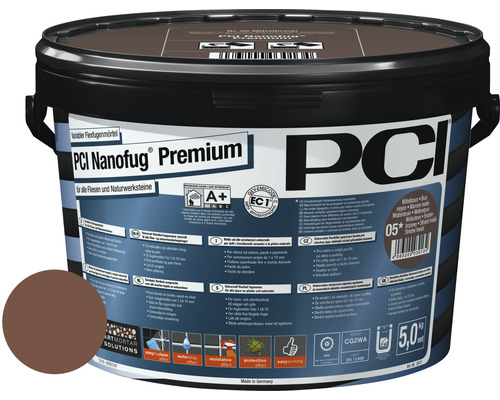 PCI Nanofug Premium Variabler Flexfugenmörtel für alle Fliesen und Natursteine rehbraun 5 kg PCI Nanofug Premium flexibler Fugenmörtel für Fliesen und Naturwerksteine im Eimer