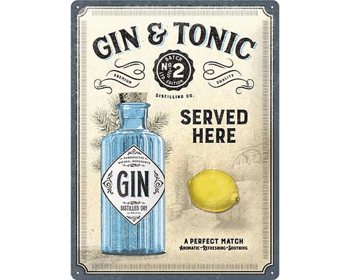 Plaque en tôle Gin & Tonic 30x40 cm