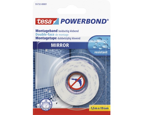 Bande de montage tesa Powerbond pour miroirs 15 m x 19 mm Ruban de montage Tesa Powerbond Miroir, 1,5 mètre sur 19 millimètres