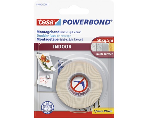 tesa Powerbond Montageband Indoor 1,5m x 19mm