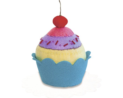 Cupcake décoratif en tissu avec cerise