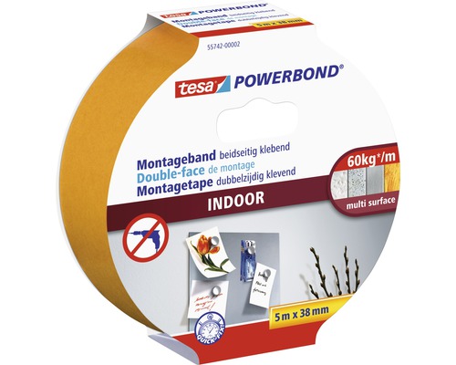Ruban de montage tesa Powerbond Indoor 5 m x 38 mm Tesa Powerbond ruban de montage pour l''intérieur